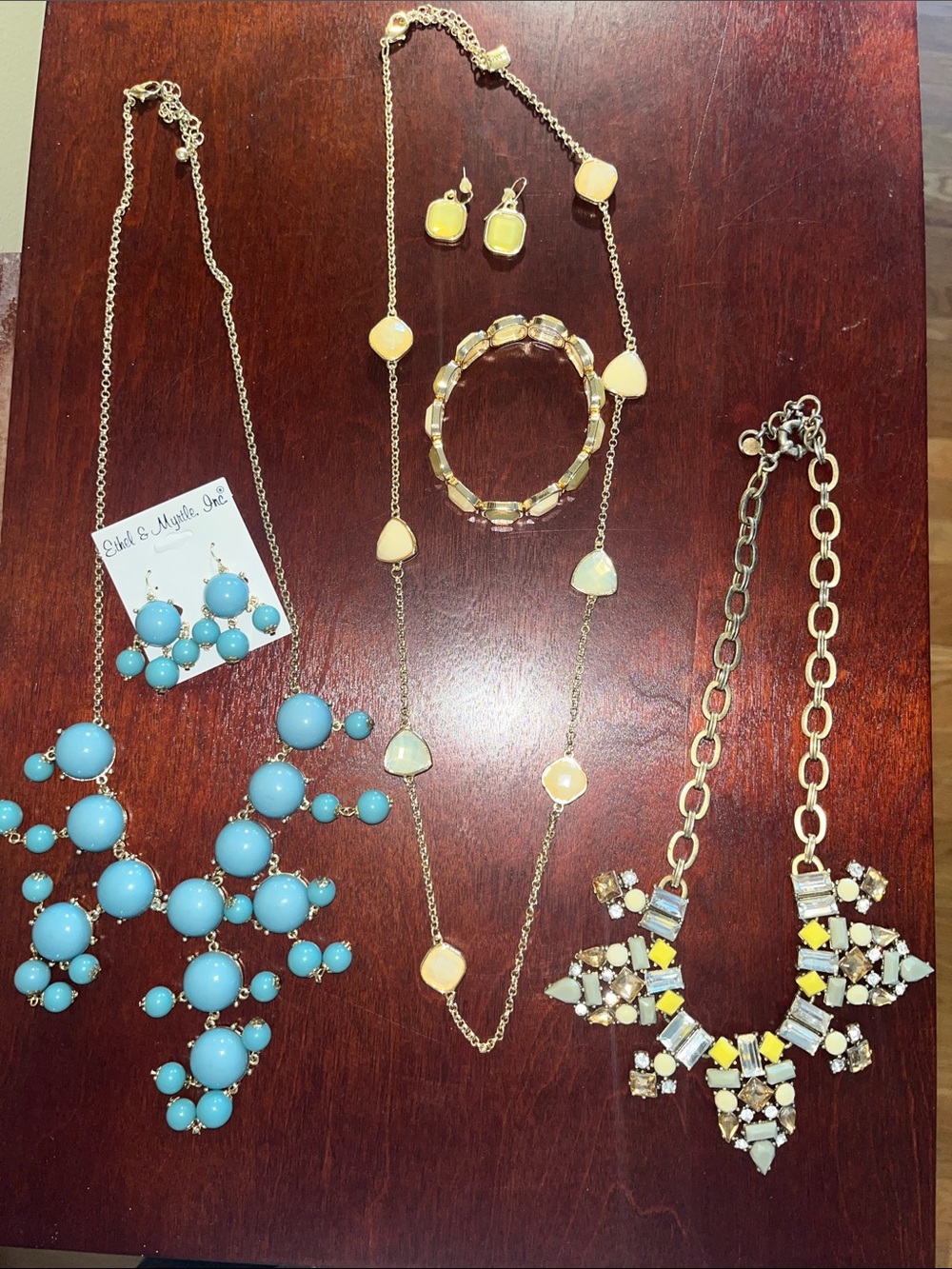 J. Crew Gold-Tone Necklace Set with Turquoise and Yellow Accents